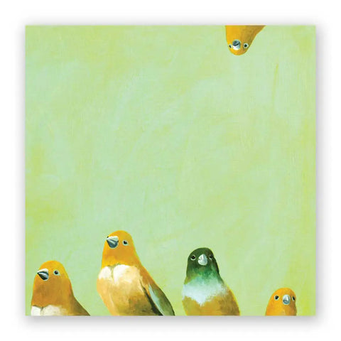 Mincing Mockingbird - Wings on Wood - 10"x10" Woodblock Print - 'Finch Family' #W6010