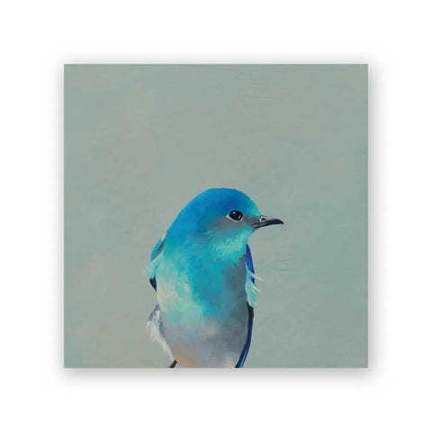 Mincing Mockingbird - Wings on Wood - 6"x6" Woodblock Print - 'Mountain Bluebird' #W1011