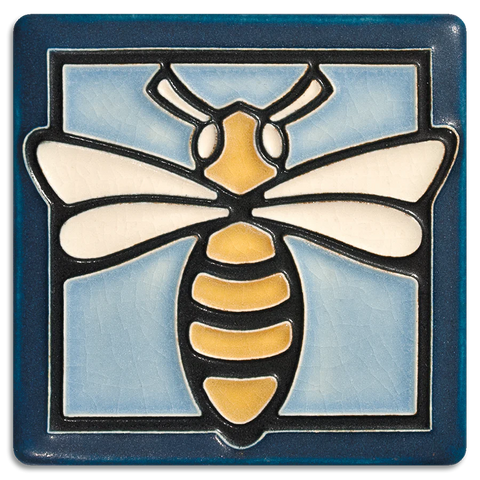 Motawi Tileworks - 4"x 4" Tile - 'Bee' (Light Blue) #4431