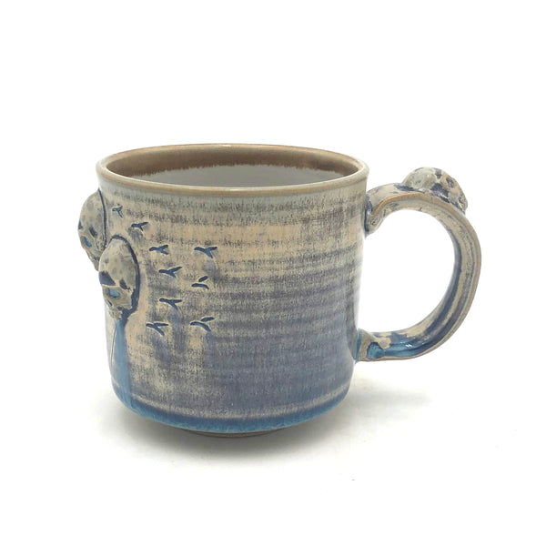 Ed Noonen - Stoneware Mug - Rutile, Skull Balloons and Birds #053