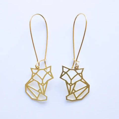 A Tea Leaf - Earrings - Geometric Fox (Gold) #ATL-E-171