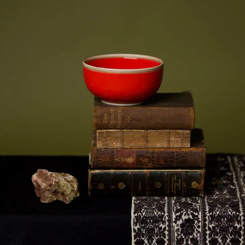 Middle Kingdom - Rimmed Hermit Soup Bowl (Coral Red) #HB-CR