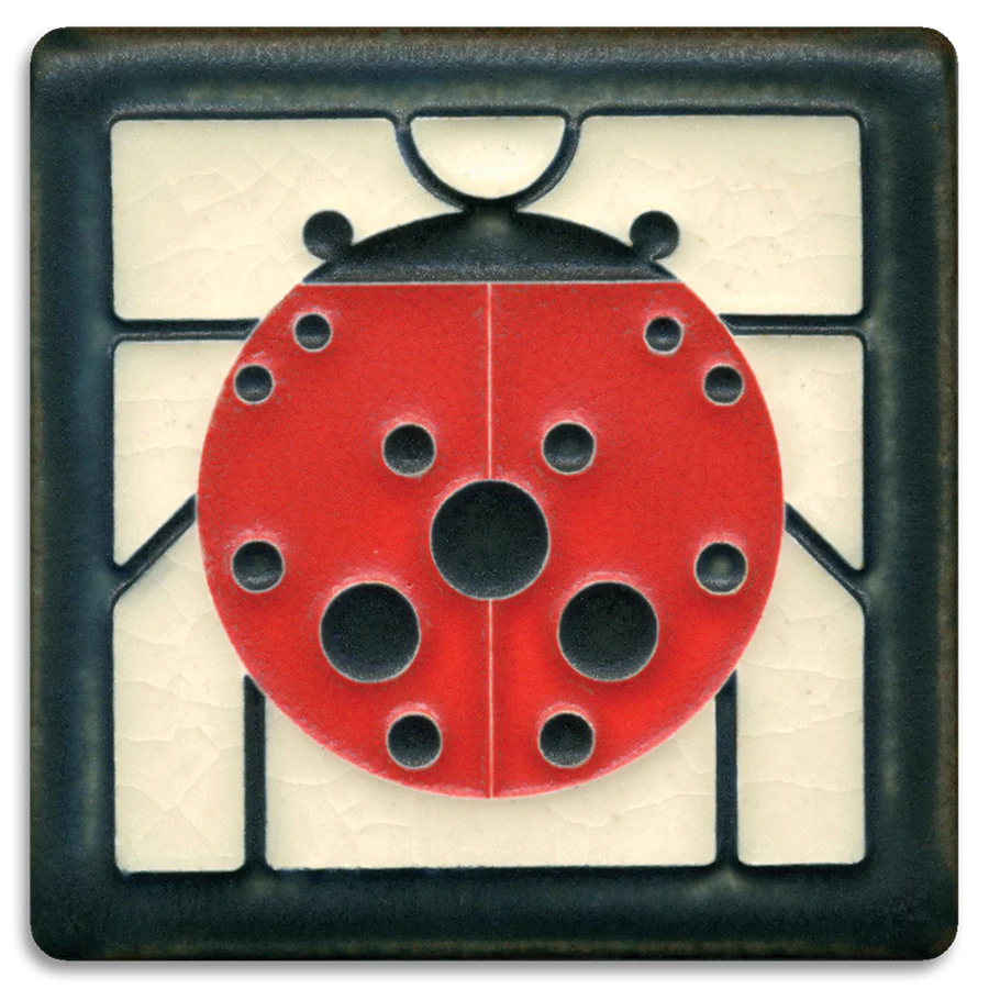 Motawi Tileworks - 4"x 4" Tile - 'Ladybug' (White) #4475