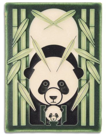Motawi Tileworks - 6"x 8" Tile - 'Panda Panda' (Green) #6880