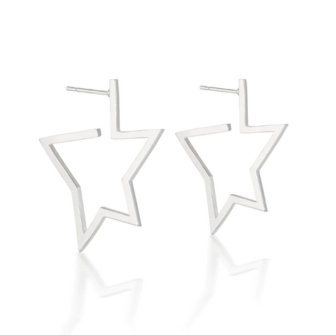 Serena Van Rensselaer Jewelry - Earrings - "Étoile" Small Star Hoops (Silver) #LPP32s