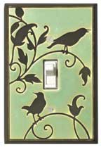 All Fired Up - Single Switchplate - "Green Songbirds" #CT060