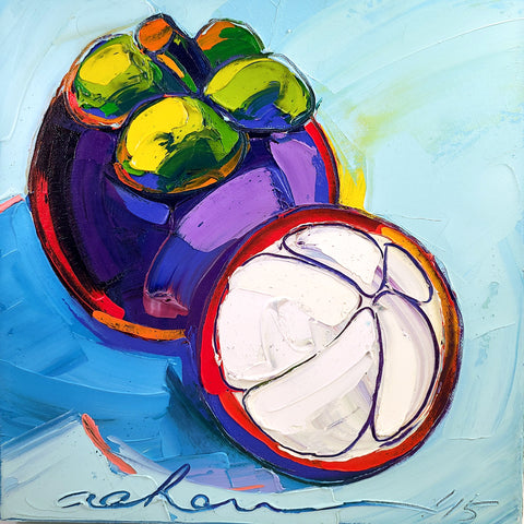 Chow - 12"x12" Oil Painting - "Majestic Mangosteens"