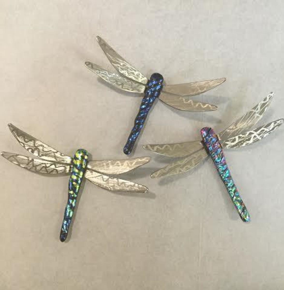 Running Rock Art - Dichroic Glass Dragonfly - 6