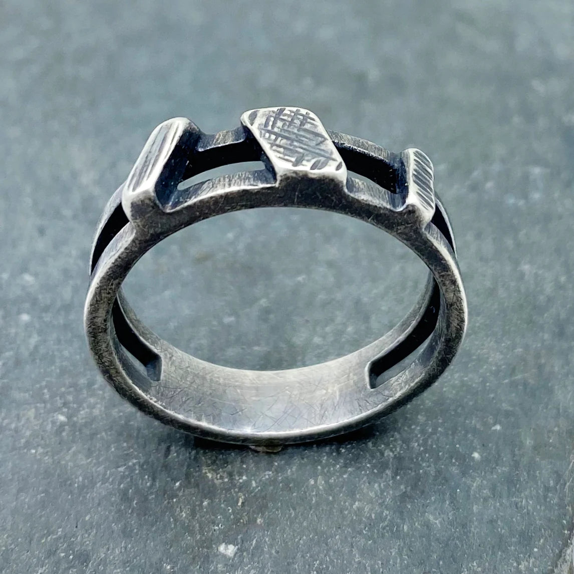 Nichole Collins - Ring - Double Band with Geometric Accents #R523