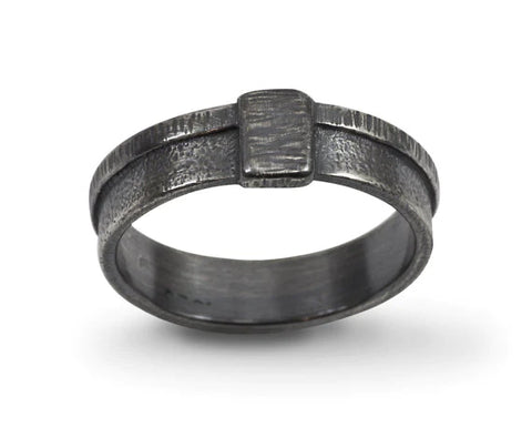 Nichole Collins - Ring - Soldered Double Band  w/ Rectangle Center #R521