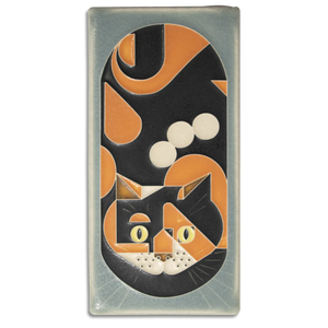 Motawi Tileworks - 4"x 8" Tile - 'Calico Cat' (Storm Blue) #4879