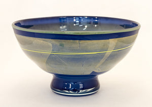 Handmade blue glass bowl