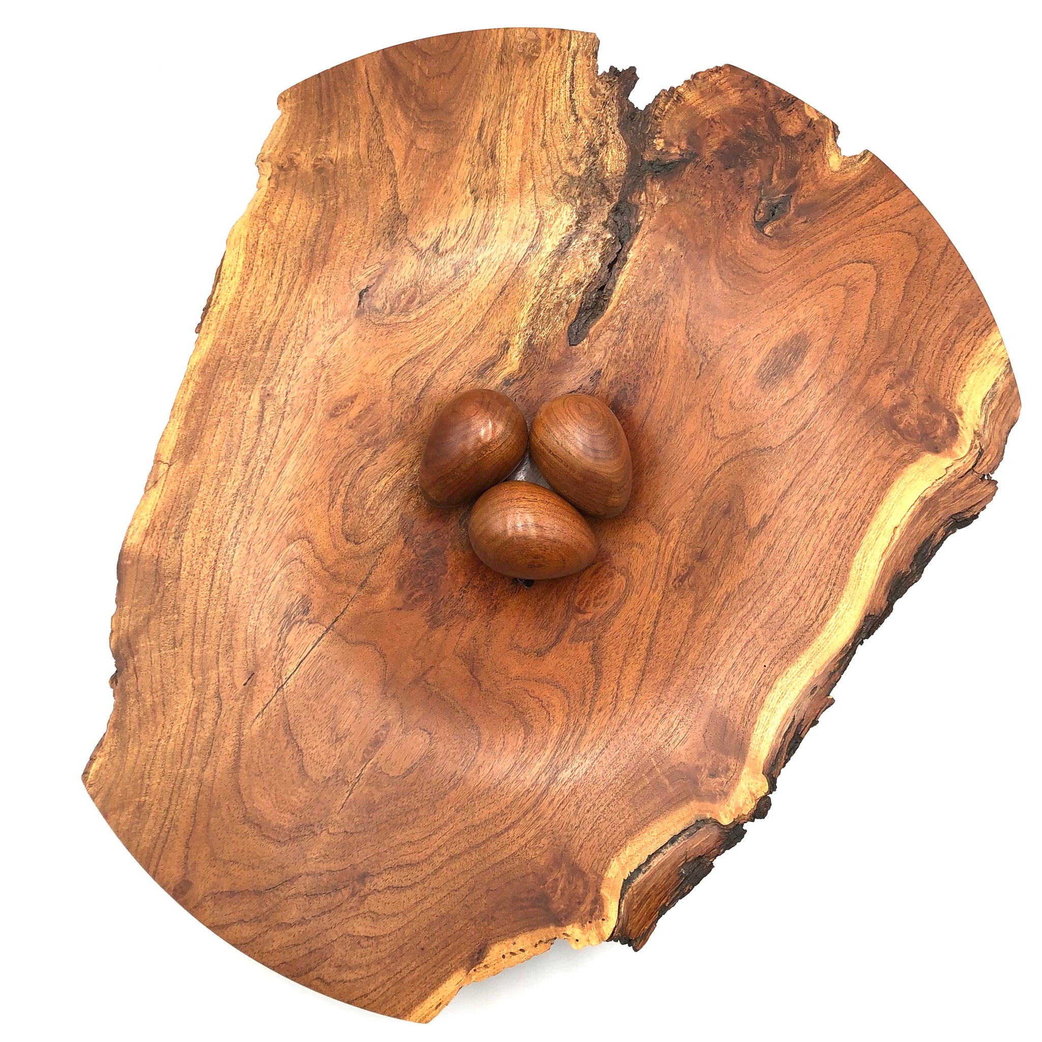 Tom Boley - Red Oak Hollow Lathe Works - Wooden Sculpture - 'The Nest of the Rare Mesquite Eagle' (Includes 3 Wooden Eggs)