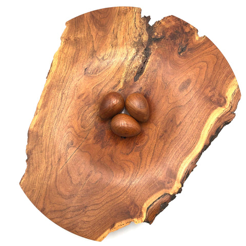 Tom Boley - Red Oak Hollow Lathe Works - Wooden Sculpture - 'The Nest of the Rare Mesquite Eagle' (Includes 3 Wooden Eggs)
