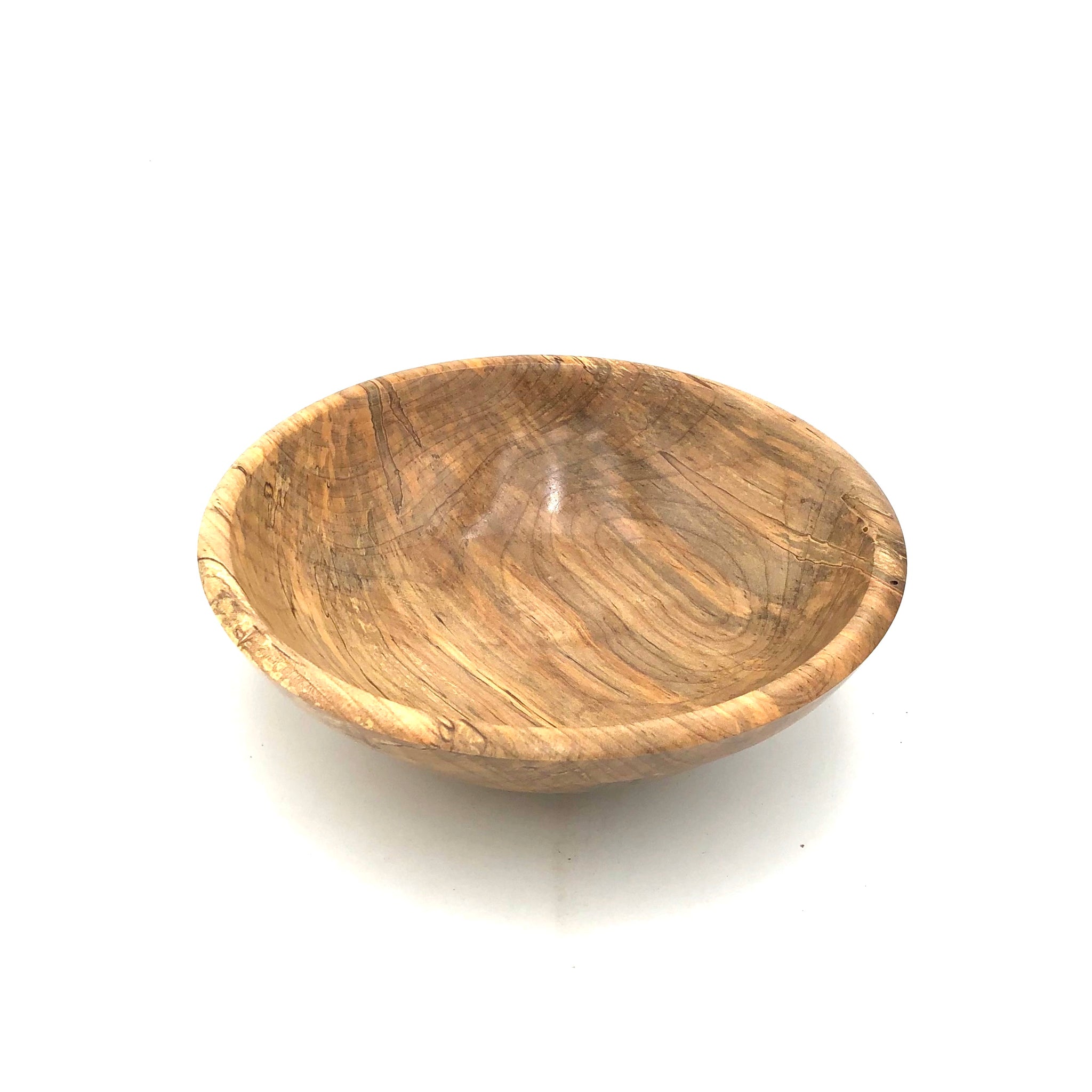 Tom Boley - Red Oak Hollow Lathe Works - 10.5" x 3.5" Wooden Salad Bowl - Spalted Ambrosia Maple with Lip