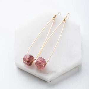 Original Hardware - Earrings - Cubist Earrings (Strawberry Quartz) #10286-PQ