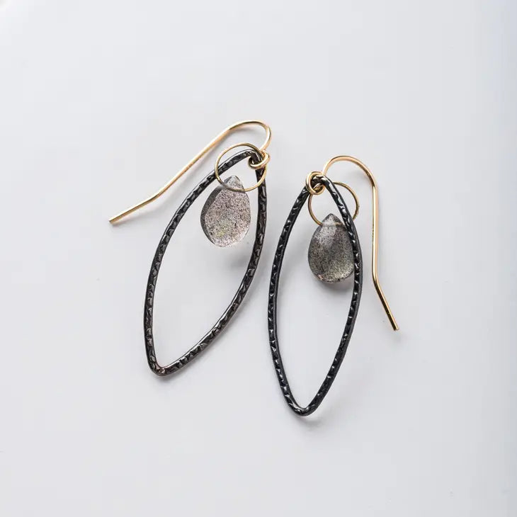 Original Hardware - Earrings - Open Black Petal (Labradorite) #10287-L