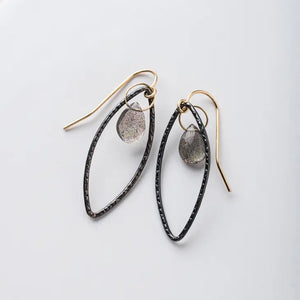 Original Hardware - Earrings - Open Black Petal (Labradorite) #10287-L