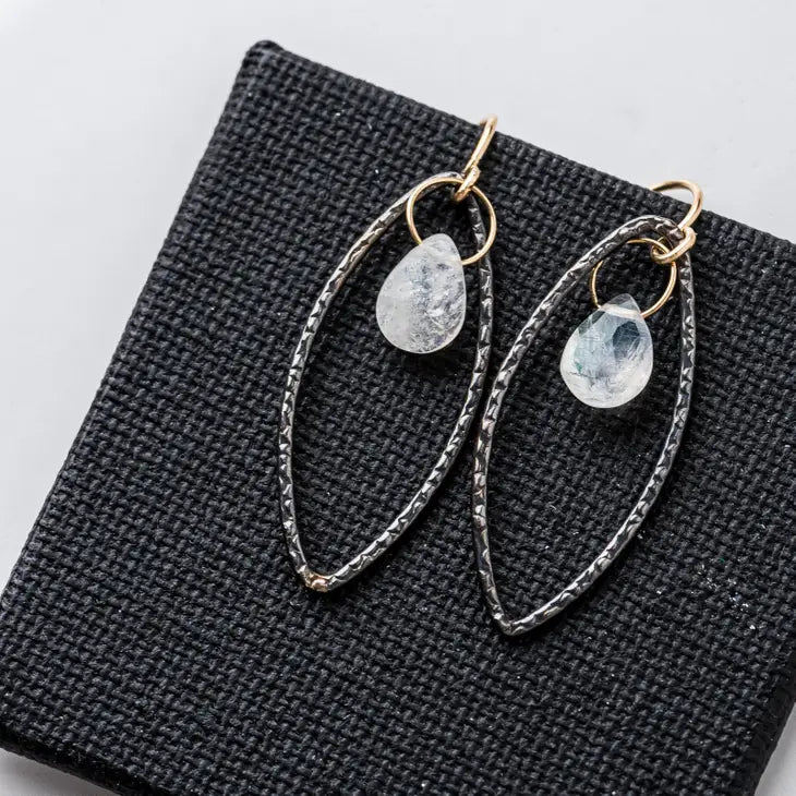 Original Hardware - Earrings - Open Black Petal (Moonstone) #10287-M
