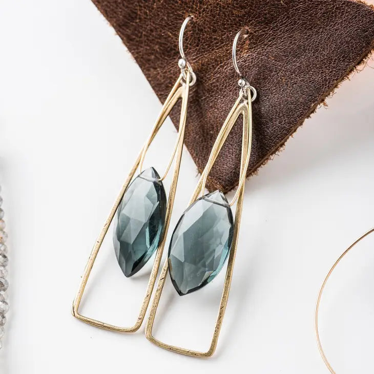 Original Hardware - Earrings - Hydro Quartz & Yellow Bronze Drop #10329