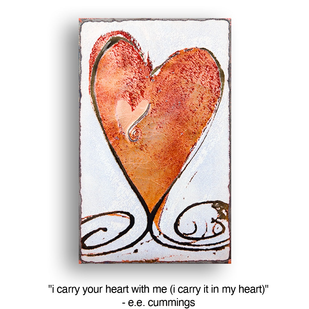 Llew - Spiritiles - Glass Over Copper - "Turner Heart II" #131