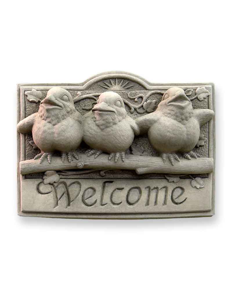 Carruth Studio - Cast Stone Wall Hanging - 'Sunshine Birds Welcome Plaque' #133A