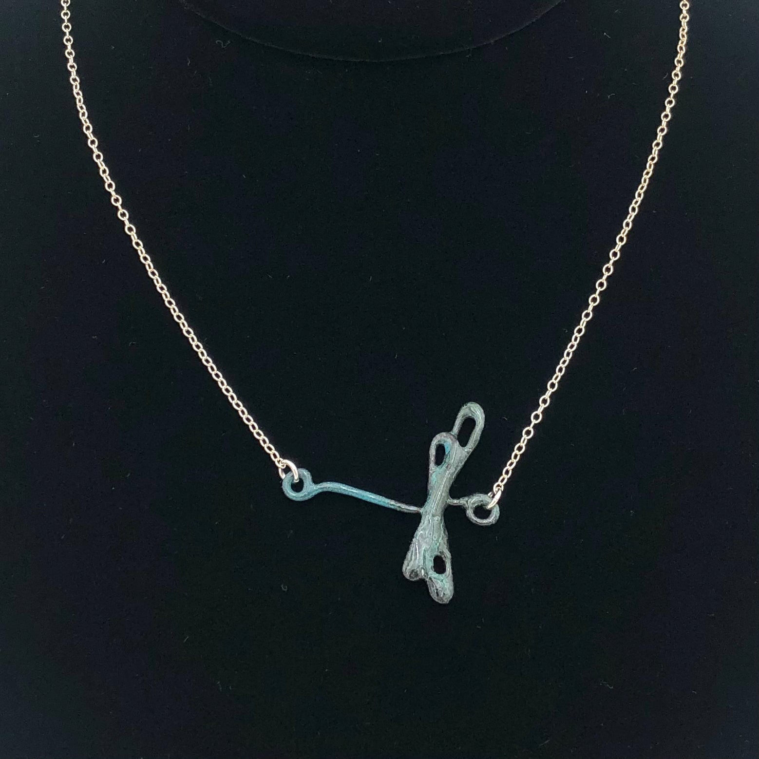 Dragonfly and Damsel Jewelry - 18" Necklace - Horizontal Enamel Dragonfly (Sterling Silver)