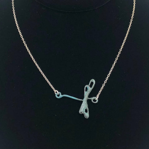 Dragonfly and Damsel Jewelry - 18" Necklace - Horizontal Enamel Dragonfly (Sterling Silver)