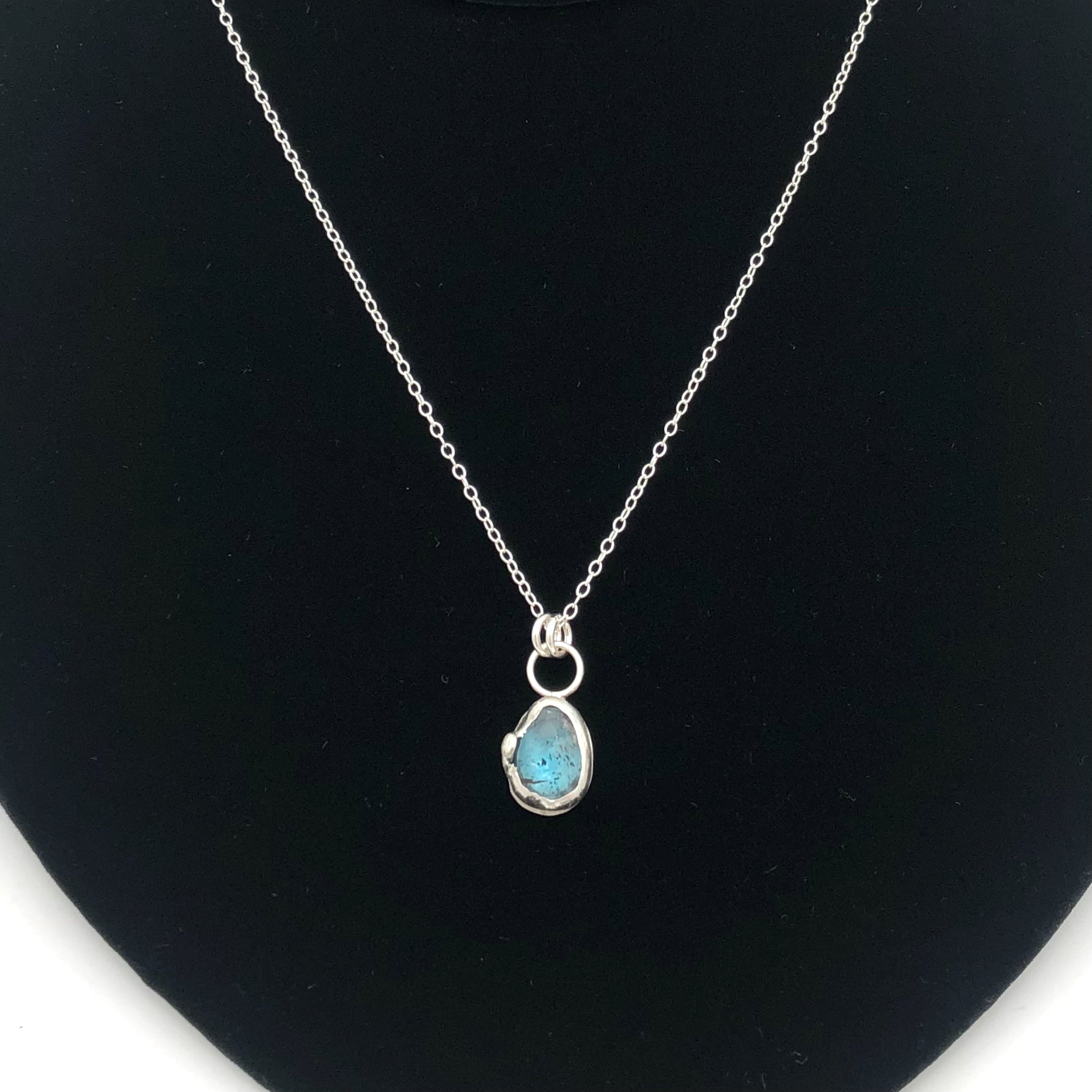 Dragonfly and Damsel Jewelry - 18" Necklace - Cabochon Pendant (Teal 'Moss' Kyanite)