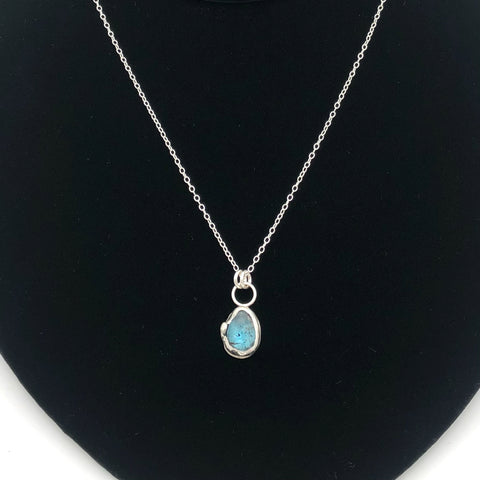 Dragonfly and Damsel Jewelry - 18" Necklace - Cabochon Pendant (Teal 'Moss' Kyanite)