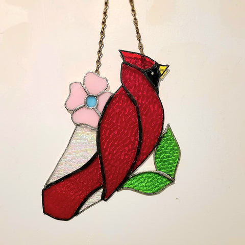 Greenhaw - Stained Glass Wall Hanging - Cardinal on Branch