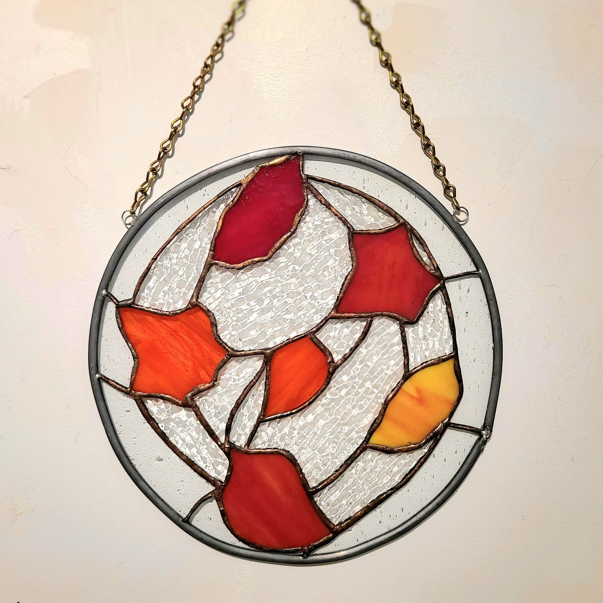 Greenhaw - Round Fall Leaves on Clear Glass - 9.25"