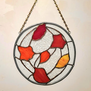 Greenhaw - Round Fall Leaves on Clear Glass - 9.25"
