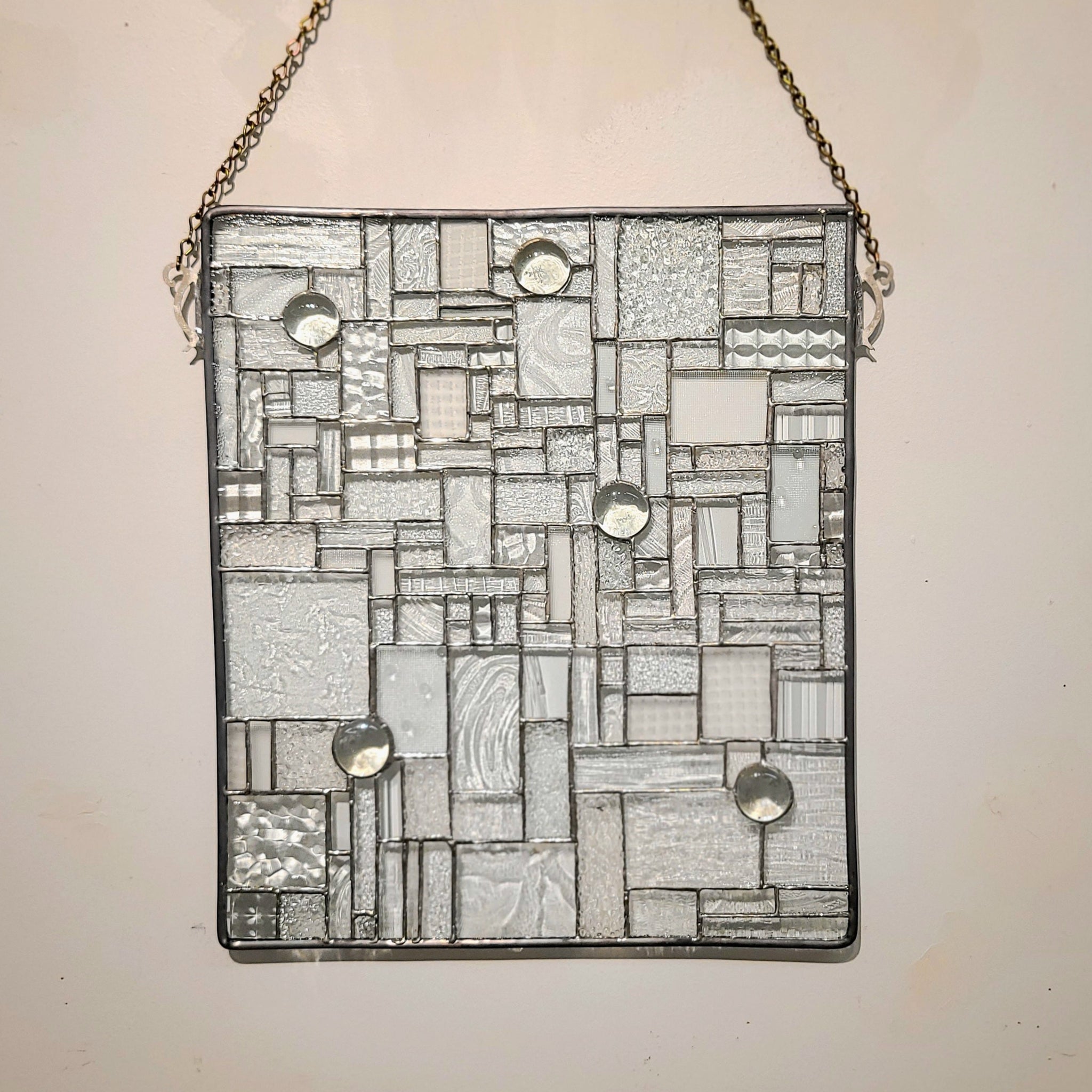 Dennis Greenhaw - Stained Glass Wall Hanging - 13"x 15" Clear Rectangle - Architectural Collage