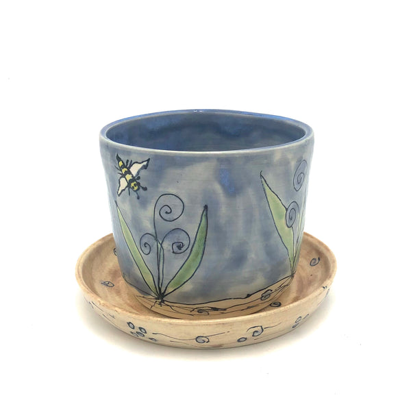 Sullivan - Plant Pot with Saucer - 'Seeds for Bees' #DS1753