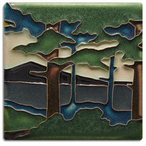 Motawi Tileworks - 4"x 4" Tile - 'Pine Landscape Mountain' (Summer) #4420