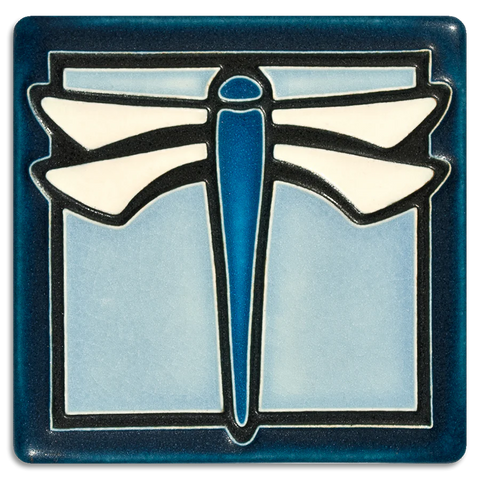 Motawi Tileworks - 4"x 4" Tile - 'Dragonfly' (Light Blue) #4432