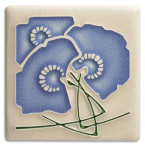 Motawi Tileworks - 4"x 4" Tile - 'Charming Bouquet' (Blue) #4461