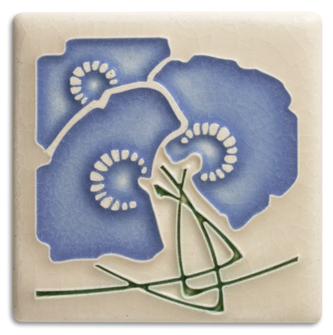 Motawi Tileworks - 4"x 4" Tile - 'Charming Bouquet' (Blue) #4461