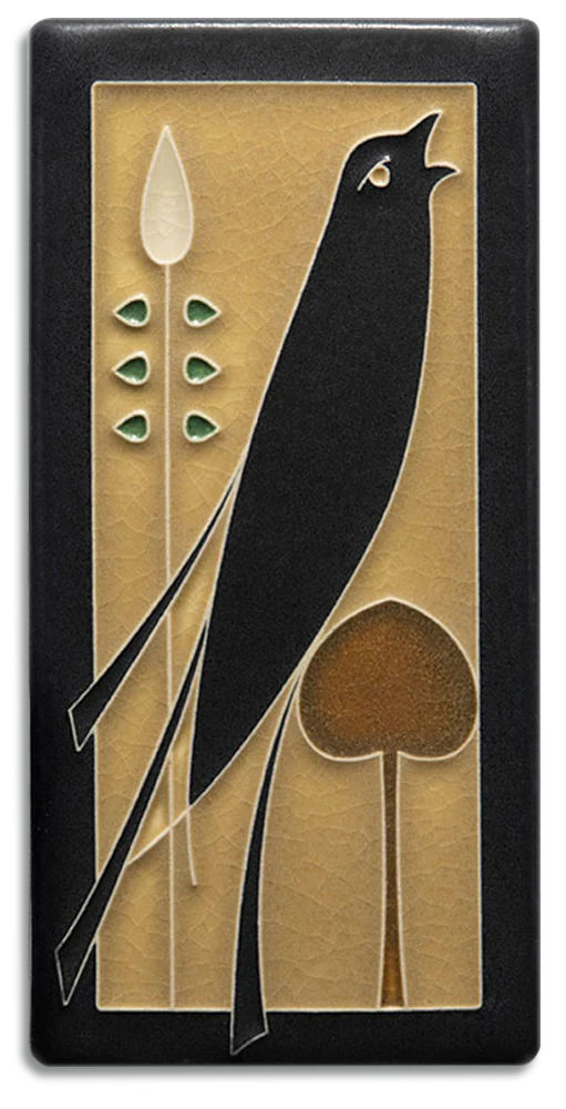Motawi Tileworks - 4"x 8" Tile - 'Right Facing Songbird' (Golden) #4868