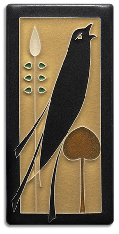 Motawi Tileworks - 4"x 8" Tile - 'Right Facing Songbird' (Golden) #4868