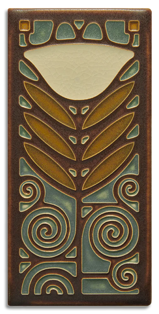 Motawi Tileworks - 4"x 8" Tile - Dard Hunter Poppy (Stone) #4882