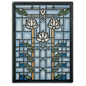 Motawi Tileworks - 6"x 8" Tile - 'Waterlilies' (Light Blue) #6371