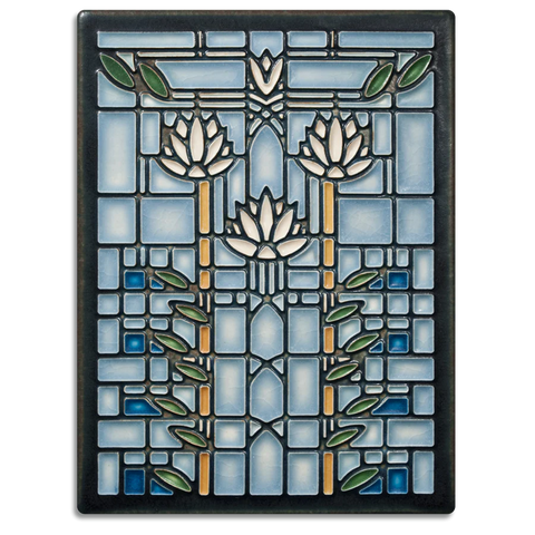Motawi Tileworks - 6"x 8" Tile - 'Waterlilies' (Light Blue) #6371