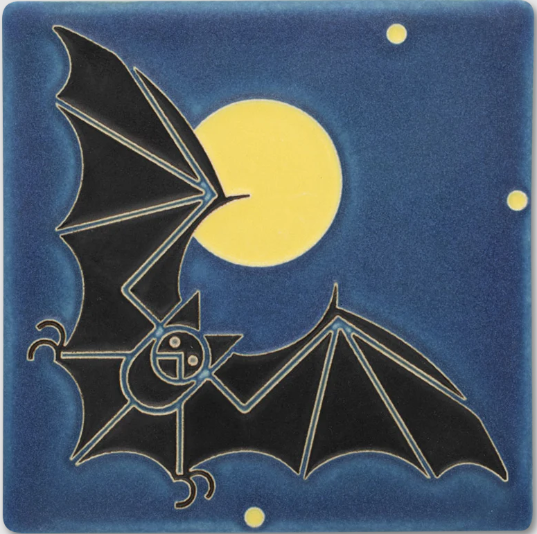 Motawi Tileworks - 6"x 6" Tile - 'Bat & the Moon' #66009