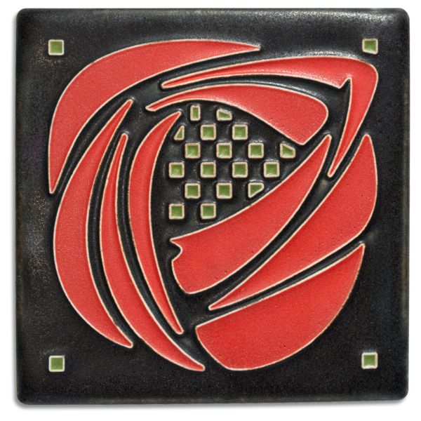 Motawi Tileworks - 4x4 Tile - Hillside Rose (Black)