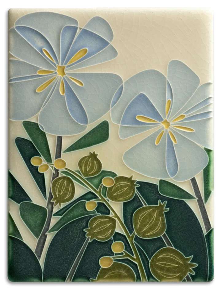 Motawi Tileworks - 6"x 8" Tile - 'Blossom Bliss' (Light Blue) #6826