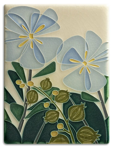 Motawi Tileworks - 6"x 8" Tile - 'Blossom Bliss' (Light Blue) #6826