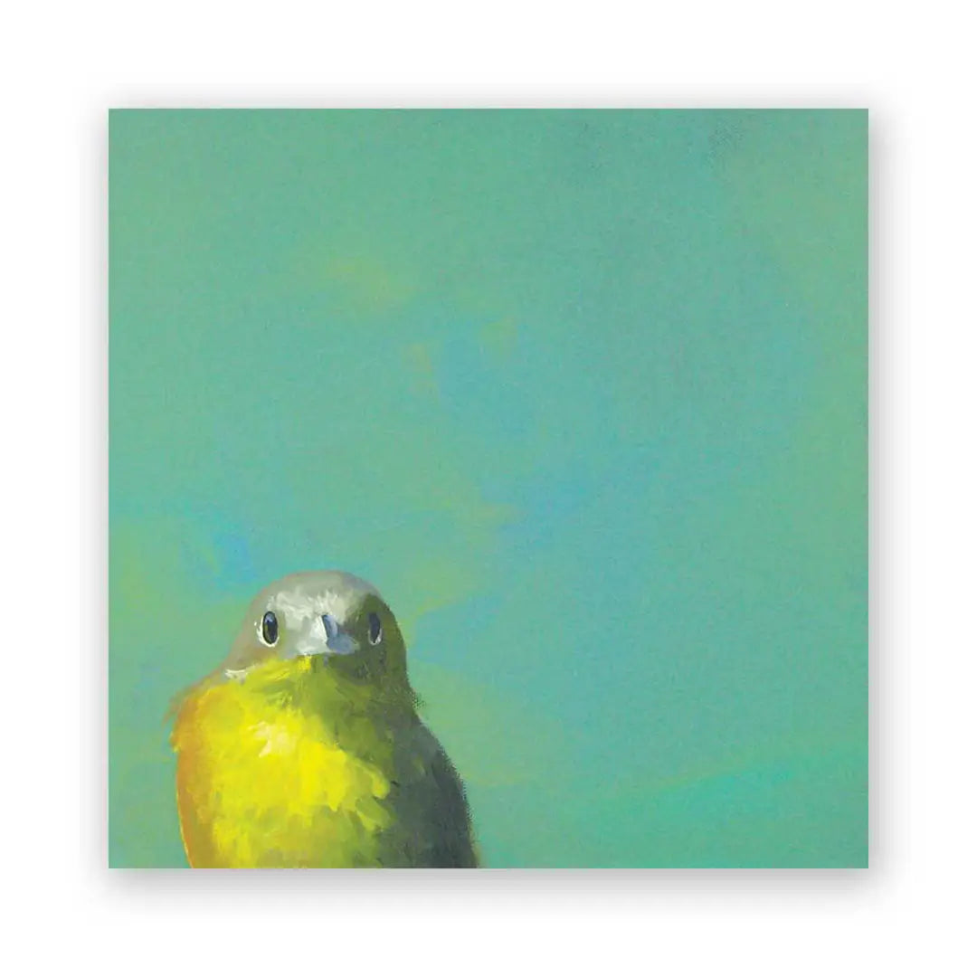 Mincing Mockingbird - Wings on Wood - 8" x 8" Woodblock Print - 'Yellow Bird' #W3016