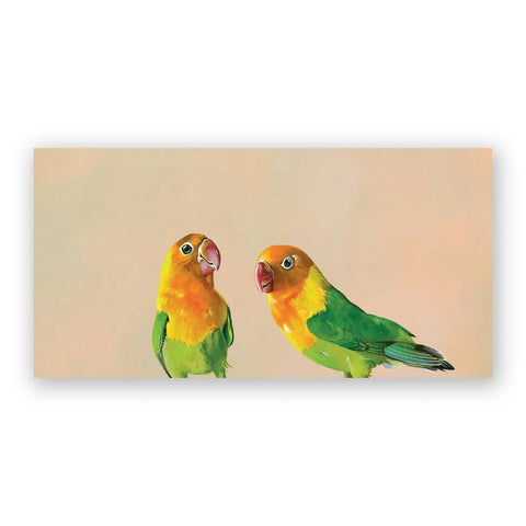 Mincing Mockingbird - Wings on Wood - 12" x 6" Woodblock Print - 'Lovebird Pair' #W4006